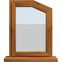 Деревянное окно - пятиугольник из лиственницы Модель 113 Клен